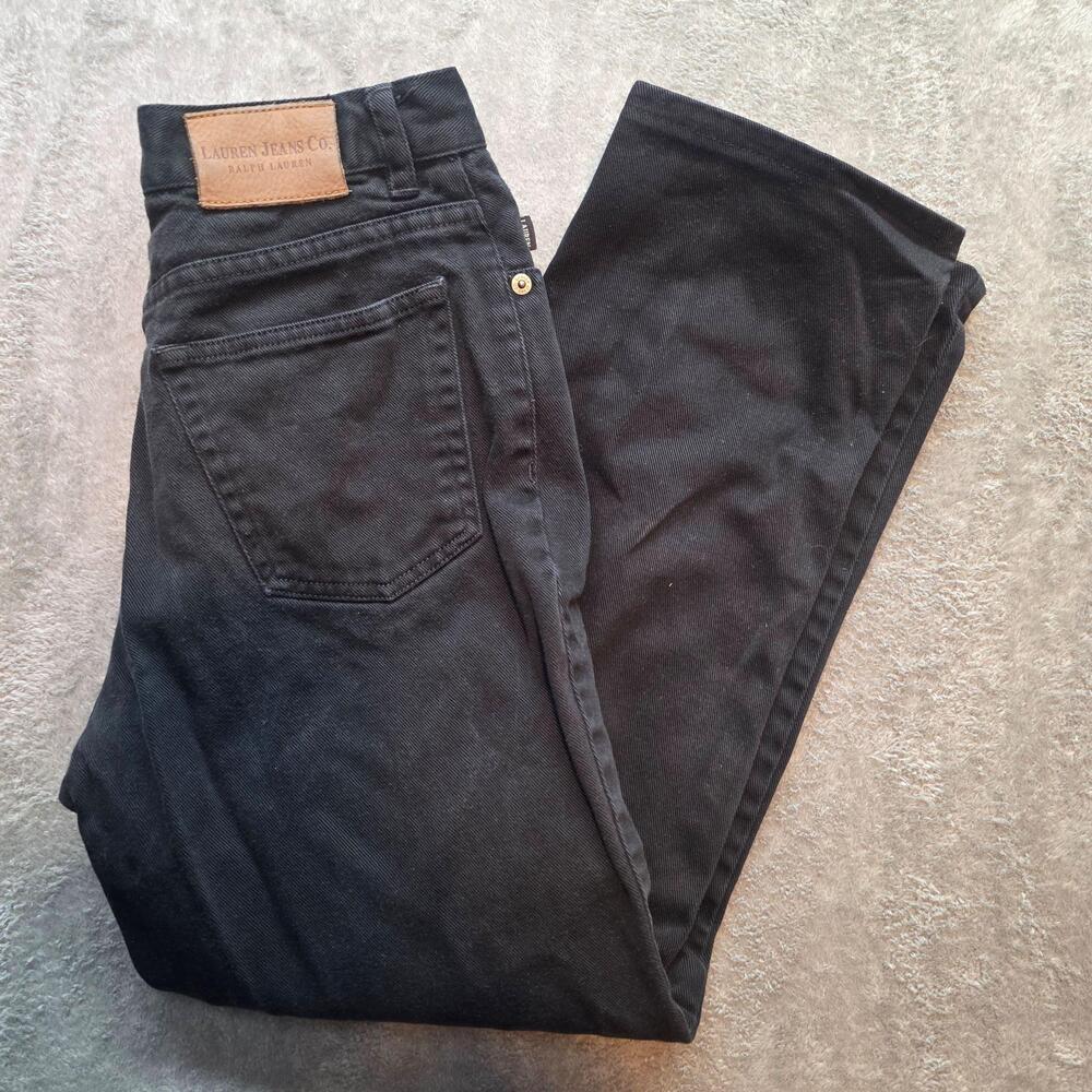 Lauren Jeans Co. Ralph Lauren Straight Jeans Womens Petites 8P Black Denim